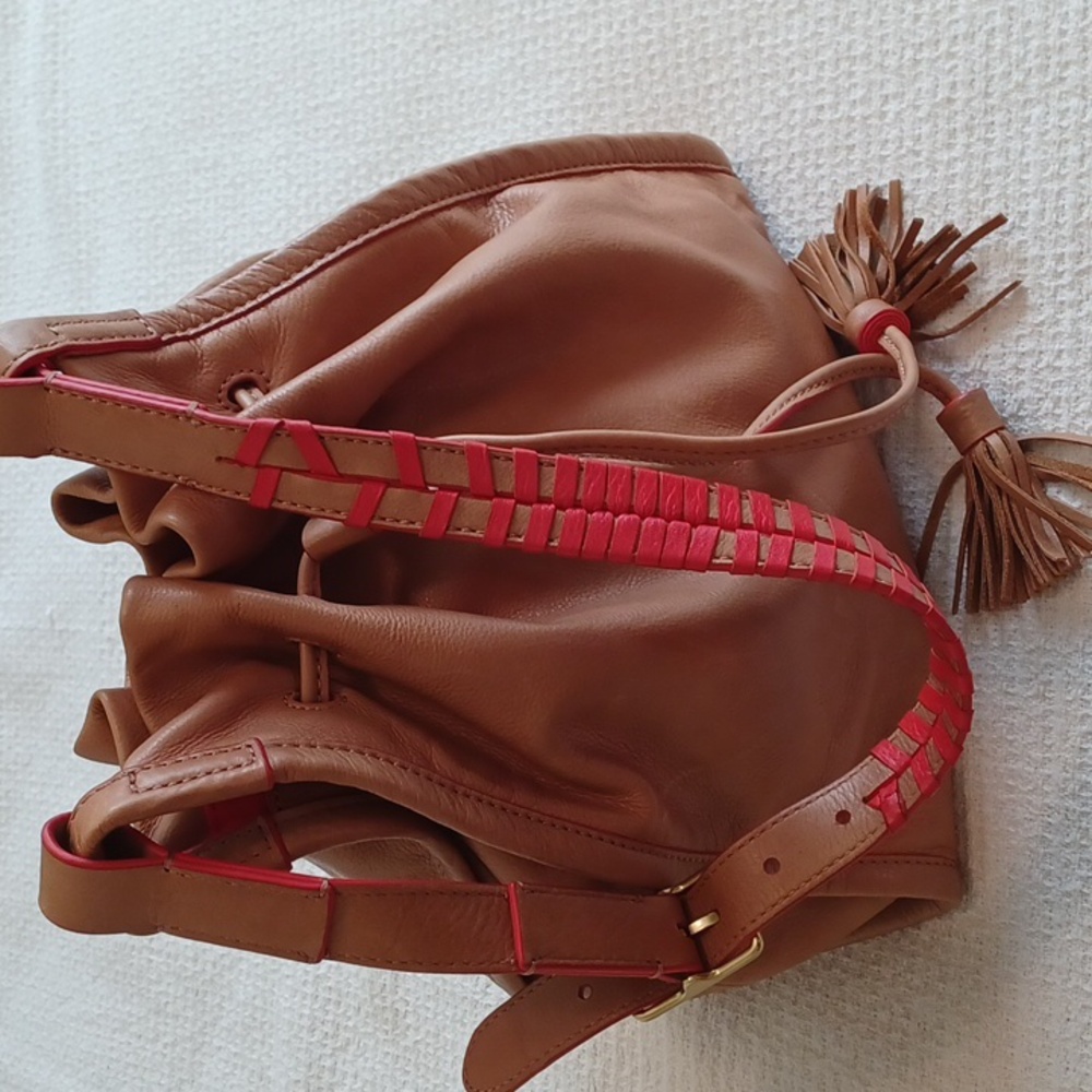 Fossil "Claire" Cow Hide Leather Drawstring Bag - image 4